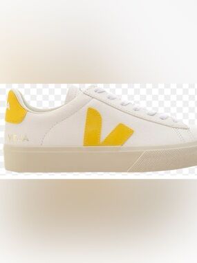 Veja White Sneaker with Yellow 'V' Logo in 8